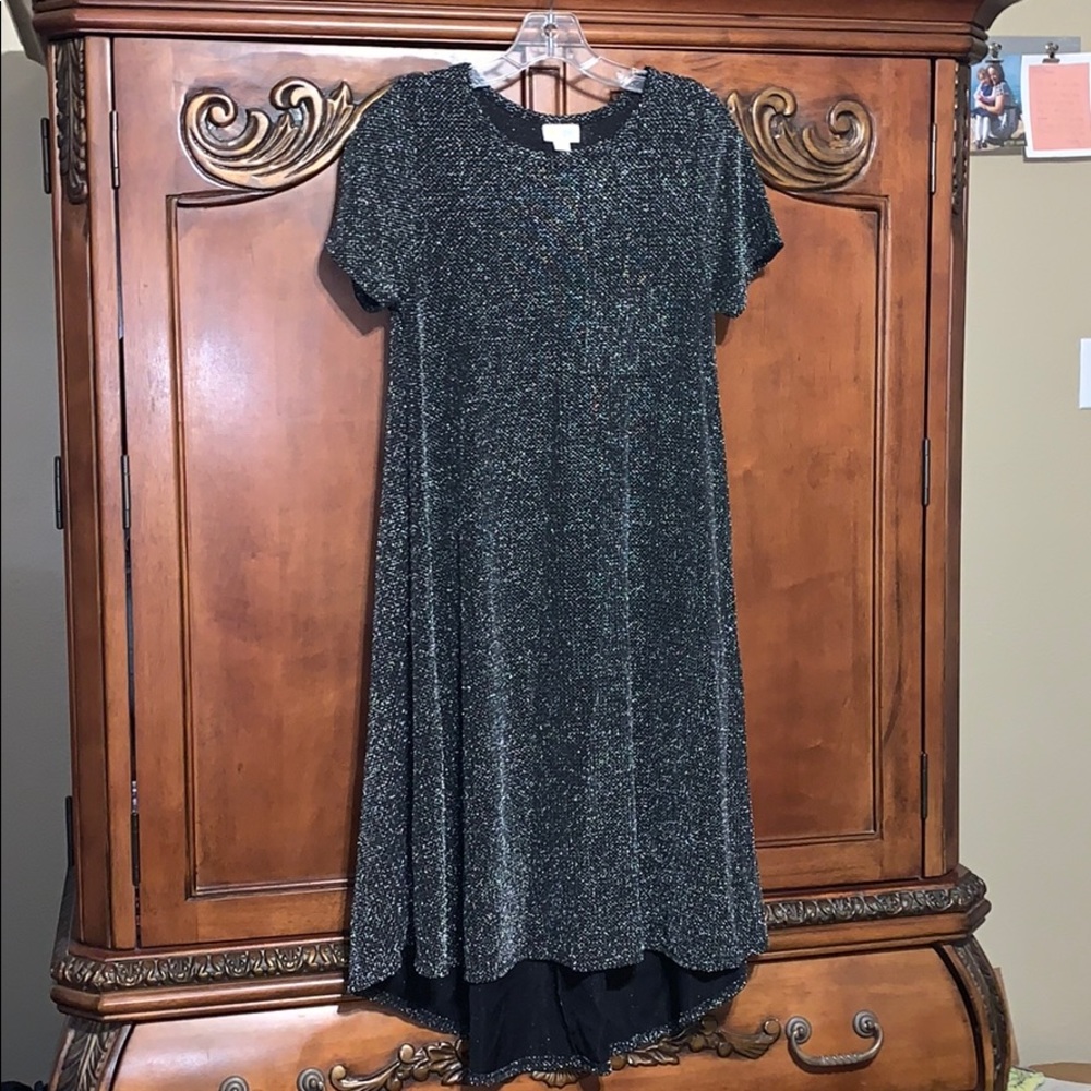 LulaRoe Carly Dress Black and Metallic Silver